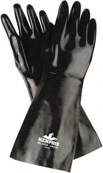 MCR SAFETY 6948 Chemical Resistant Gloves: Large, 31 mil Thick, Neoprene, Supported 
