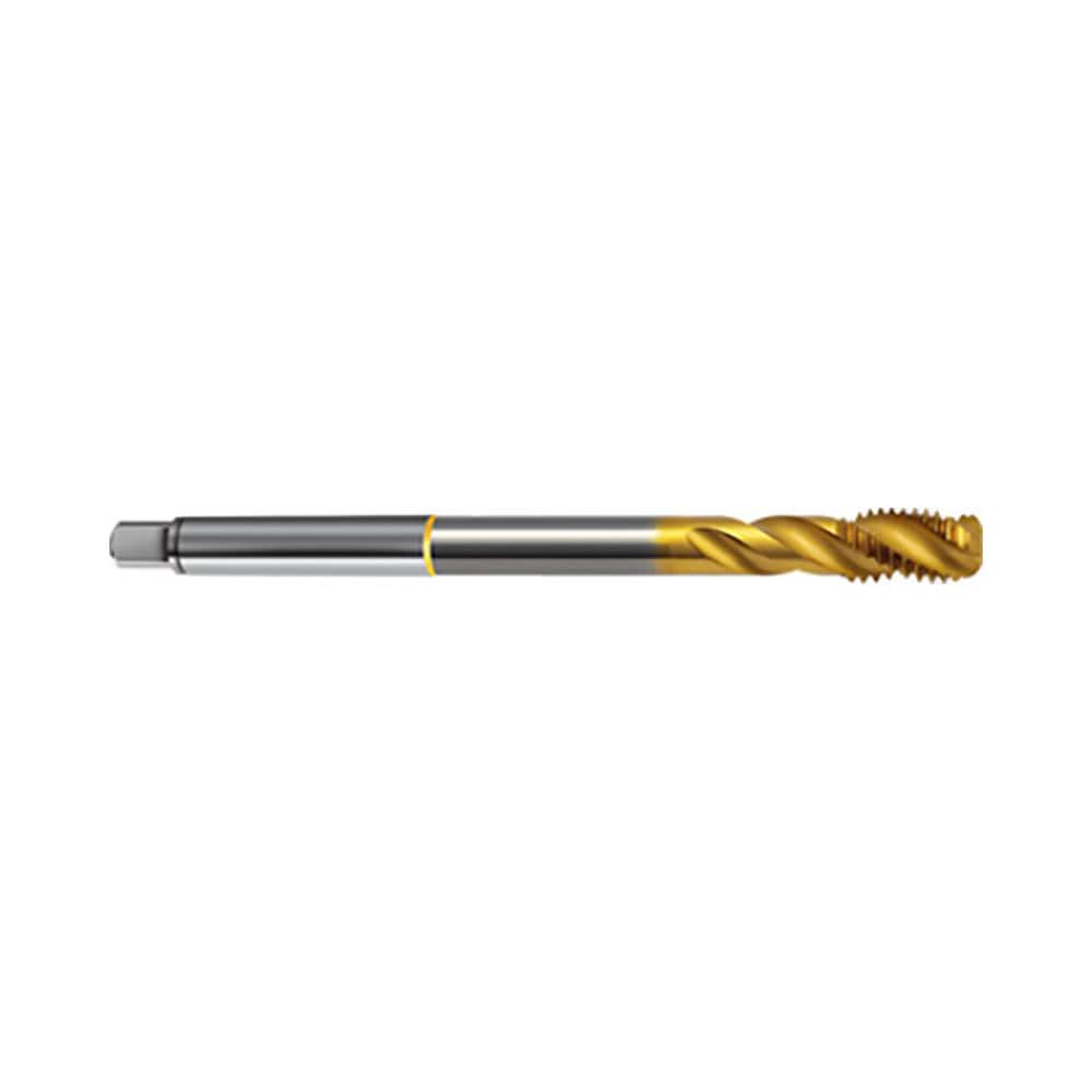 Spiral Flute Tap: M12x1.75 Metric, 3 Flutes, Modified Bottoming, 6HX Class of Fit, Cobalt, TIN Coated