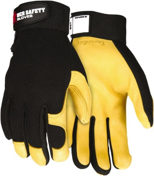 MCR SAFETY 901M Gloves: Size M, Deerskin 