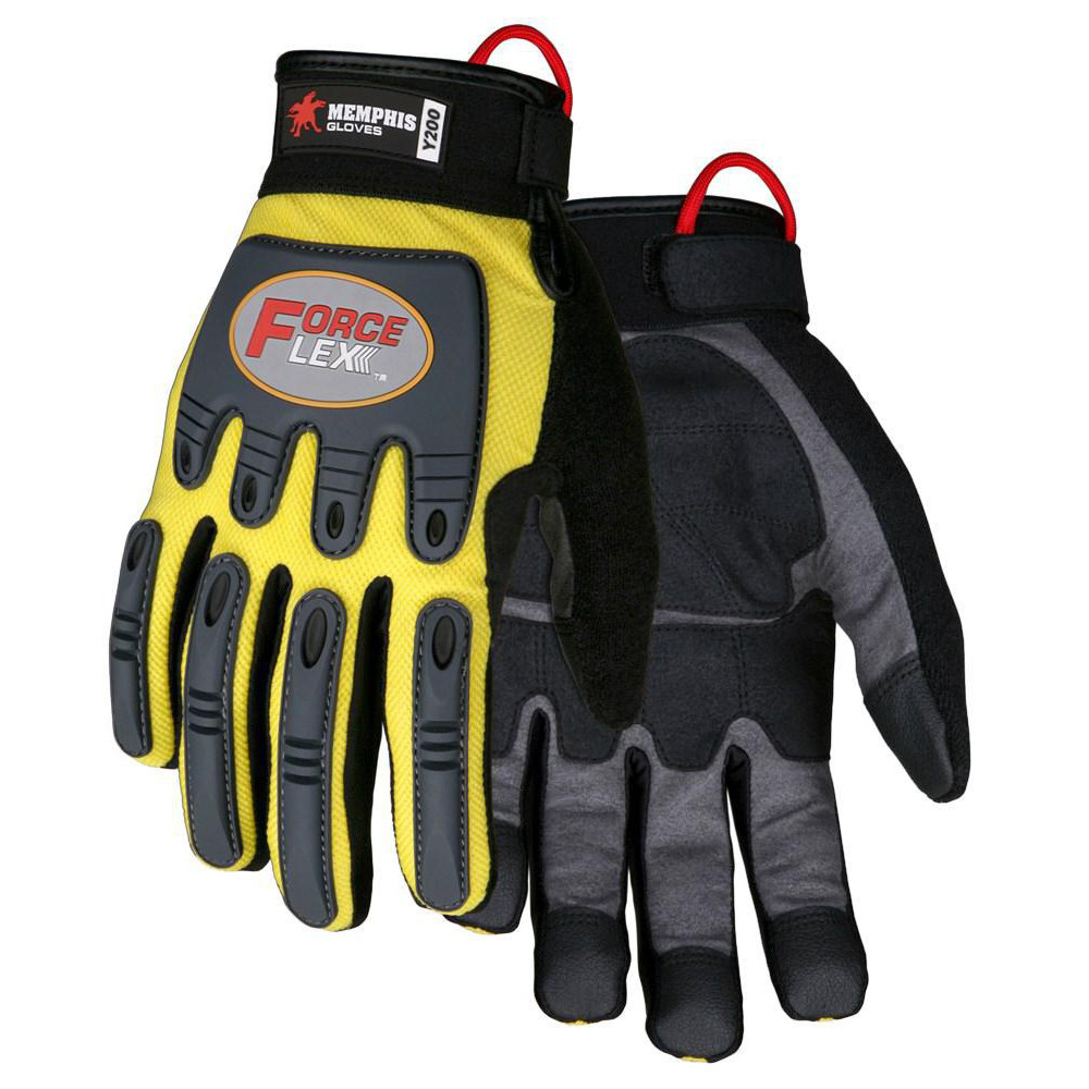 MCR Safety | ForceFlex™ Mechanic's & Lifting Gloves: ForceFlex™ Y200, Size Medium, Synthetic Leather - Synthetic Leather-Lined, Gray & Black &