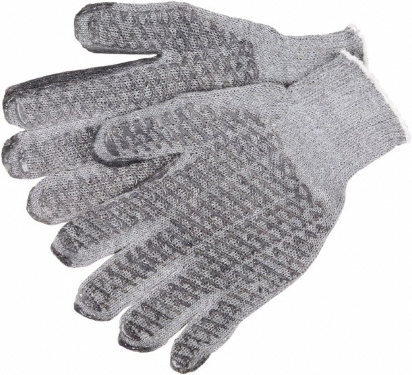 Size M General Protection Work Gloves - For General Purpose, Knit Wrist Cuff, Gray, Paired