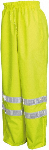 MCR Safety | Memphis® Rain Pants: Polyester;Polyurethane, Drawcord Closure, High-Visibility Lime, X-Large - 2 Pockets, PU & Polyester, Drawstring