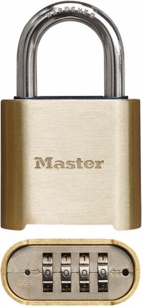 Combination Lock: Brass, 3" High, 2" Wide