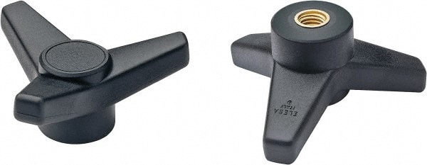 4" Head Diam, 3/8-16 Hole, 1-5/8" High, Glass Fibre Reinforced Technopolymer 3 Arm Knob