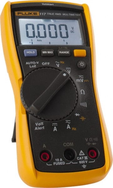 Fluke - CAT III, Auto Ranging Digital Manual Ranging & True RMS Multimeter:  600 VAC/VDC - 52435369 - MSC Industrial Supply