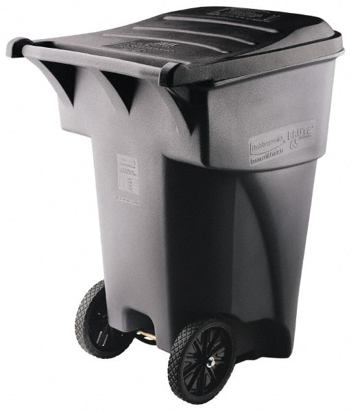 Rollout Recycling Container/Trash Can: 95 gal, Rectangle, Gray