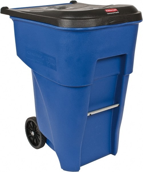 Rollout Recycling Container/Trash Can: 95 gal, Rectangle, Blue