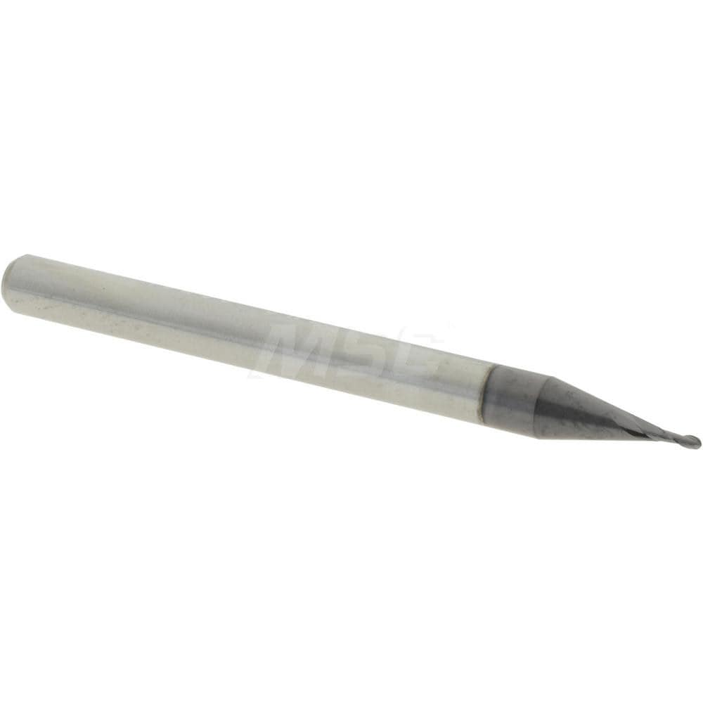 Ball End Mill: 0.026" Dia, 0.078" LOC, 2 Flute, Solid Carbide