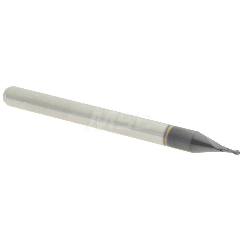 Ball End Mill: 0.0290" Dia, 0.0870" LOC, 2 Flute, Solid Carbide