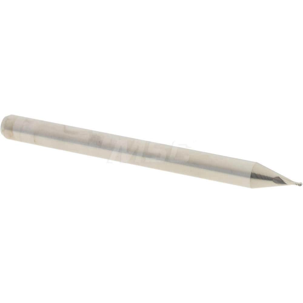 Ball End Mill: 0.025" Dia, 0.038" LOC, 2 Flute, Solid Carbide