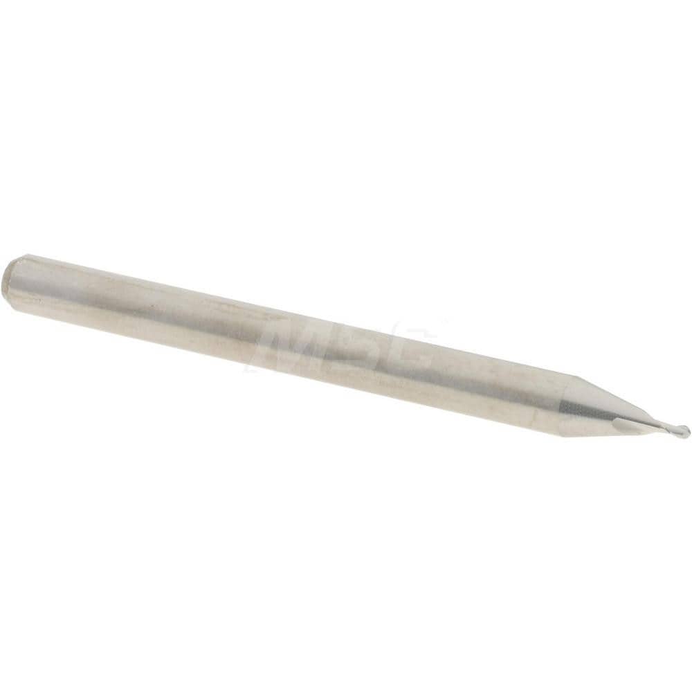 Ball End Mill: 0.028" Dia, 0.042" LOC, 2 Flute, Solid Carbide