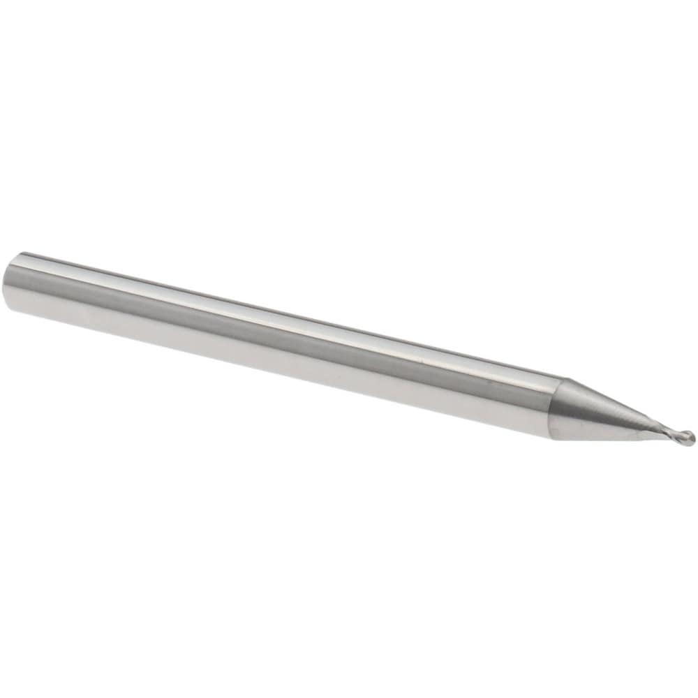 Ball End Mill: 0.0320" Dia, 0.0480" LOC, 2 Flute, Solid Carbide