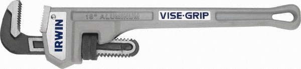 Straight Pipe Wrench: 2-1/2" Max, 18" OAL, Aluminum