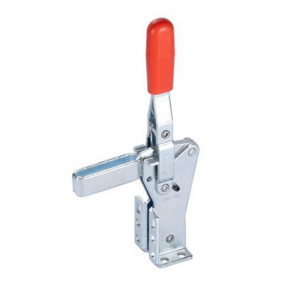 Manual Hold-Down Toggle Clamp: Vertical, U-Bar, Dual-Flanged Base - 61 deg Handle Movement, 95 deg Bar Opening, Case-Hardened Steel C10