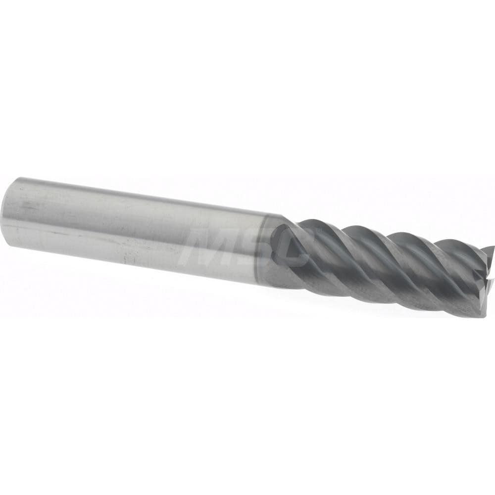 Supermill SM5F375A Square End Mill: 3/8 Dia, 1 LOC, 3/8 Shank Dia, 2-1/2 OAL, 5 Flutes, Solid Carbide 