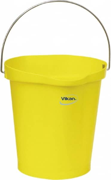 Vikan 56866 3 Gal, Polypropylene Round Yellow Single Pail with Pour Spout 