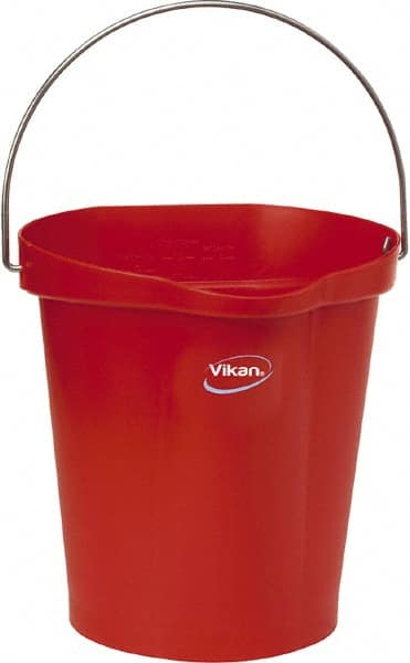 3 Gal, Polypropylene Round Red Single Pail with Pour Spout