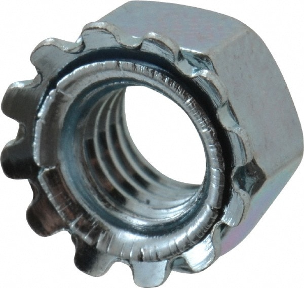 Value Collection 525036PS M5x0.8, Zinc Plated, Steel L-Lock Hex Nut with External Tooth Lock Washer Image