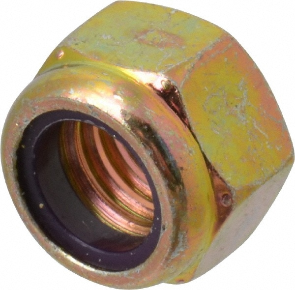 Value Collection R52001624 Hex Lock Nut: Insert, Nylon Insert, 7/16-14, Grade 8 Steel, Zinc Yellow Dichromate Finish Image