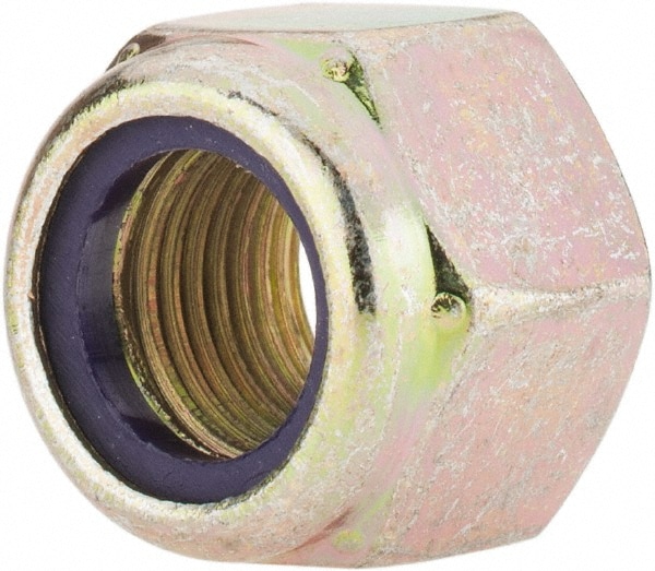 Value Collection R52001625 Hex Lock Nut: Insert, Nylon Insert, 1/2-20, Grade 8 Steel, Zinc Yellow Dichromate Finish Image