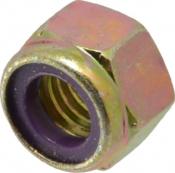 Value Collection R52001626 Hex Lock Nut: Insert, Nylon Insert, 9/16-12, Grade 8 Steel, Zinc Yellow Dichromate Finish Image