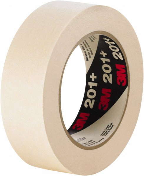 Masking Tape: 18 mm Wide, 60 yd Long, 4.4 mil Thick, Tan - Paper, Rubber Adhesive, 19 lb/in Tensile Strength