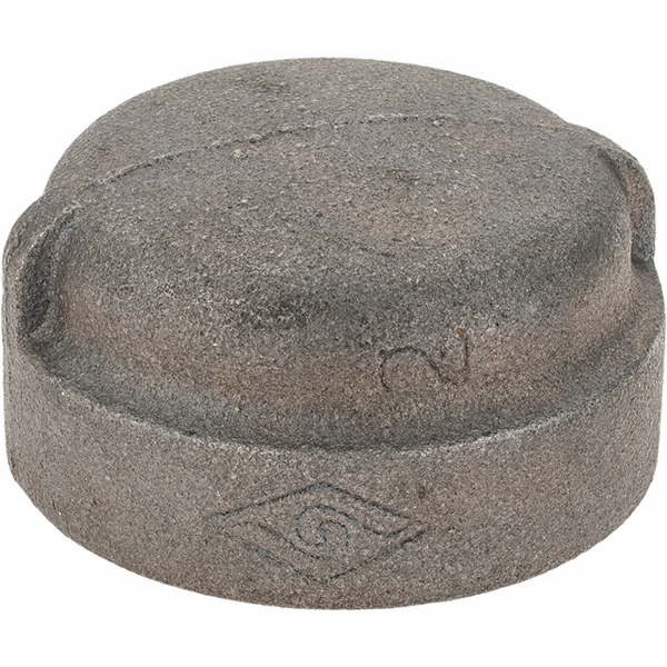 Black End Cap: 2", Malleable Iron