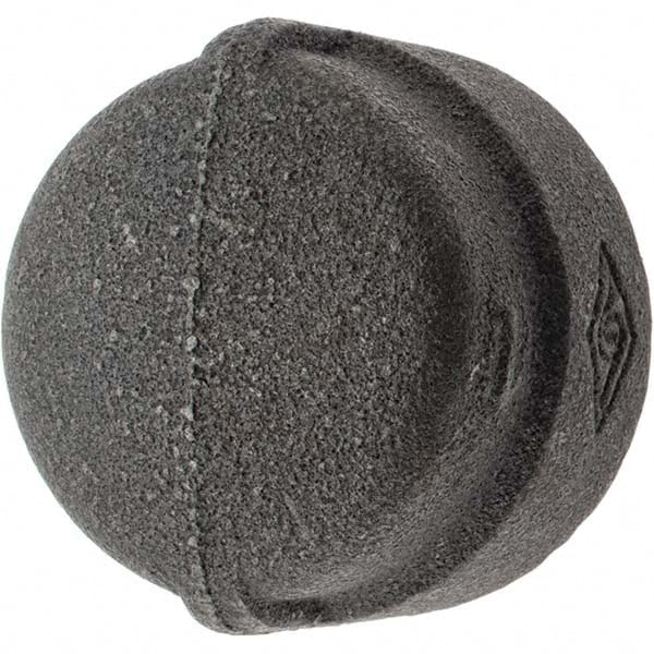 Black End Cap: 1", Malleable Iron