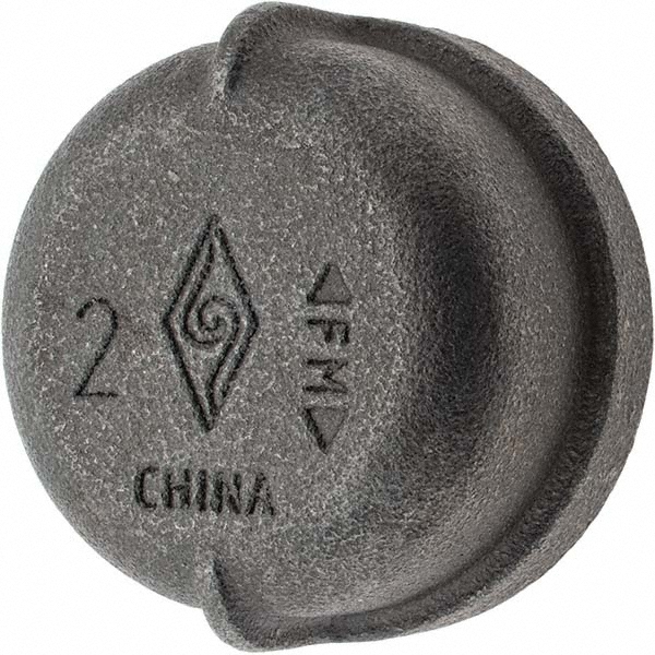 Black End Cap: 2", Malleable Iron