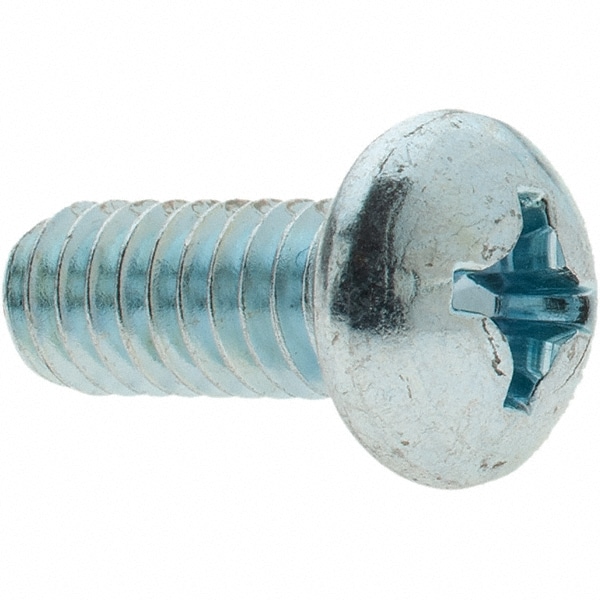 Machine Screw: 1/4-20 x 5/8" Length Under Head, Round Head, Phillips