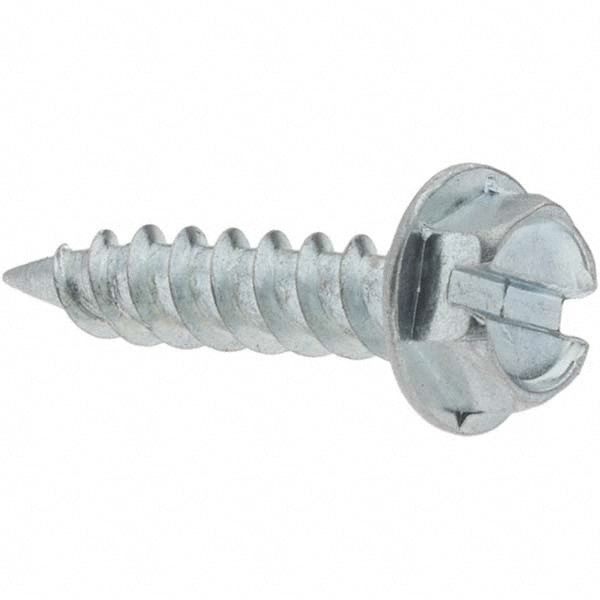 Value Collection - Sheet Metal Screw: #8, Hex Washer Head, Slotted ...