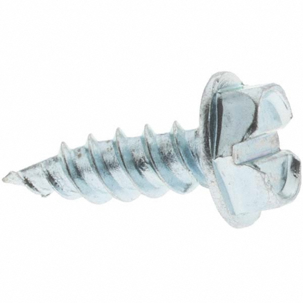 Sheet Metal Screw: #7, Hex Washer Head, Slotted