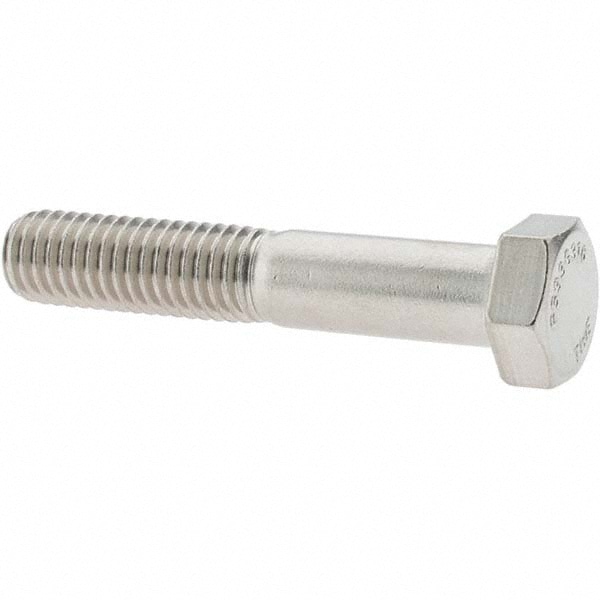 Hex Head Cap Screw: 1/2-13 x 2-3/4", Grade 316 Stainless Steel, Uncoated