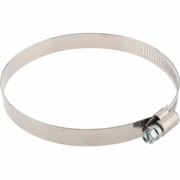 Worm Gear Clamp: SAE 64, 3-9/16 to 4-1/2" Dia, Stainless Steel Band