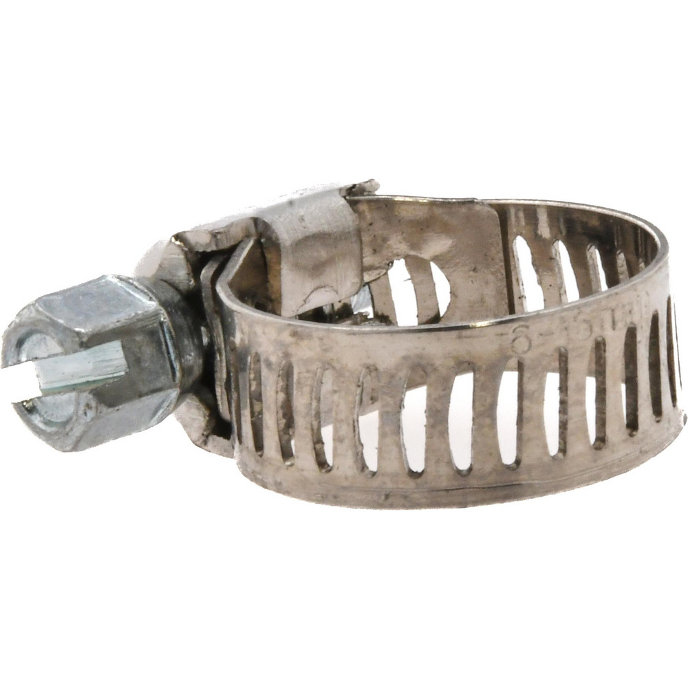 Worm Gear Clamp: SAE 4, 1/4 to 5/8" Dia, Stainless Steel Band