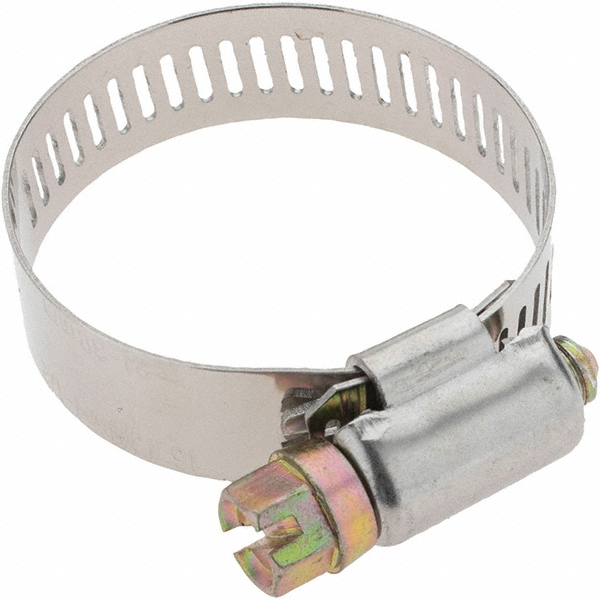 Worm Gear Clamp: SAE 16, 13/16 to 1-1/2" Dia, Stainless Steel Band