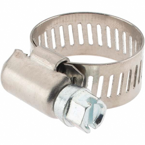 Worm Gear Clamp: SAE 8, 1/2 to 29/32" Dia, Stainless Steel Band