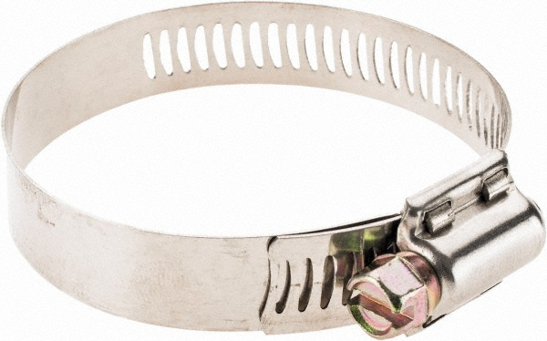 Worm Gear Clamp: SAE 32, 1-9/16 to 2-1/2" Dia, Stainless Steel Band