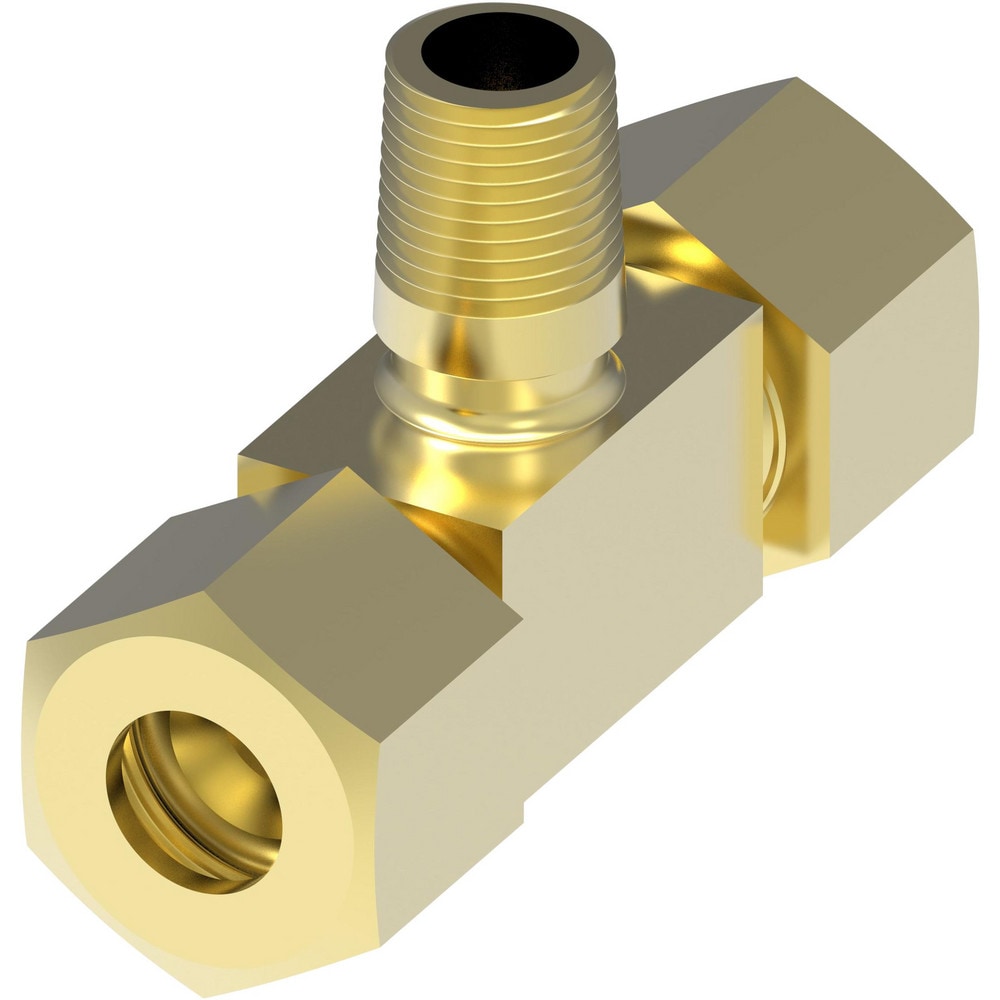 Compression Tube Female Branch Tee: 17/32-24" Thread, Compression x NPT