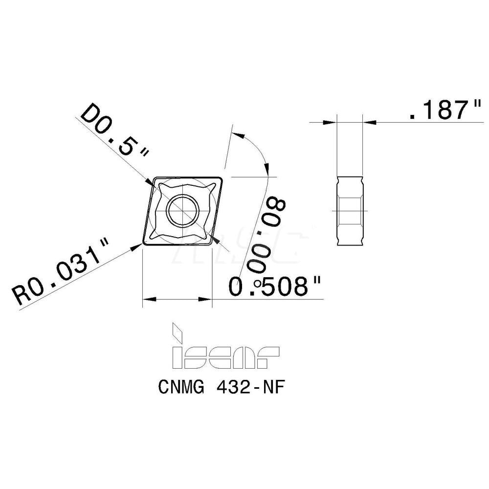 Iscar - Turning Insert: CNMG 432-NF IC-20N, Carbide | MSC Direct