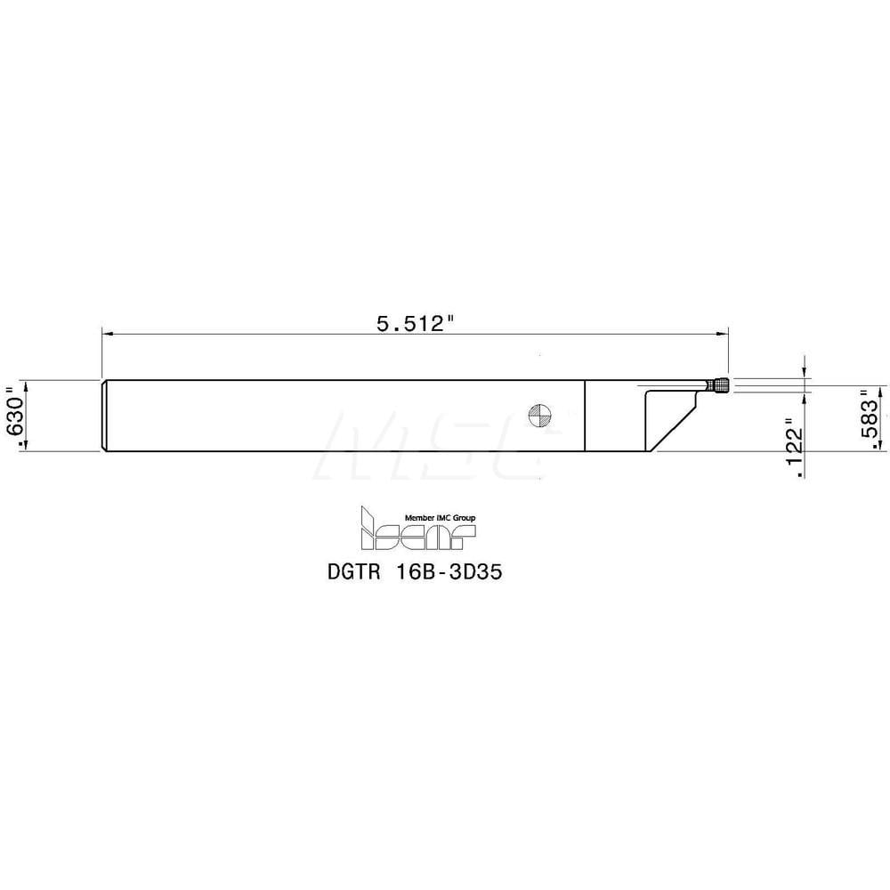 Iscar - Indexable Grooving-Cutoff Toolholder: DGTR 16B-3D35, 3 to