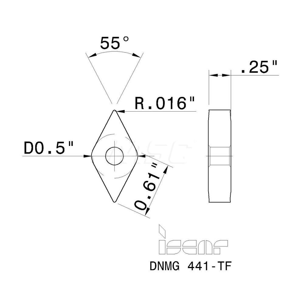 Iscar - Turning Insert: DNMG 441-TF IC-20N, Carbide | MSC Direct