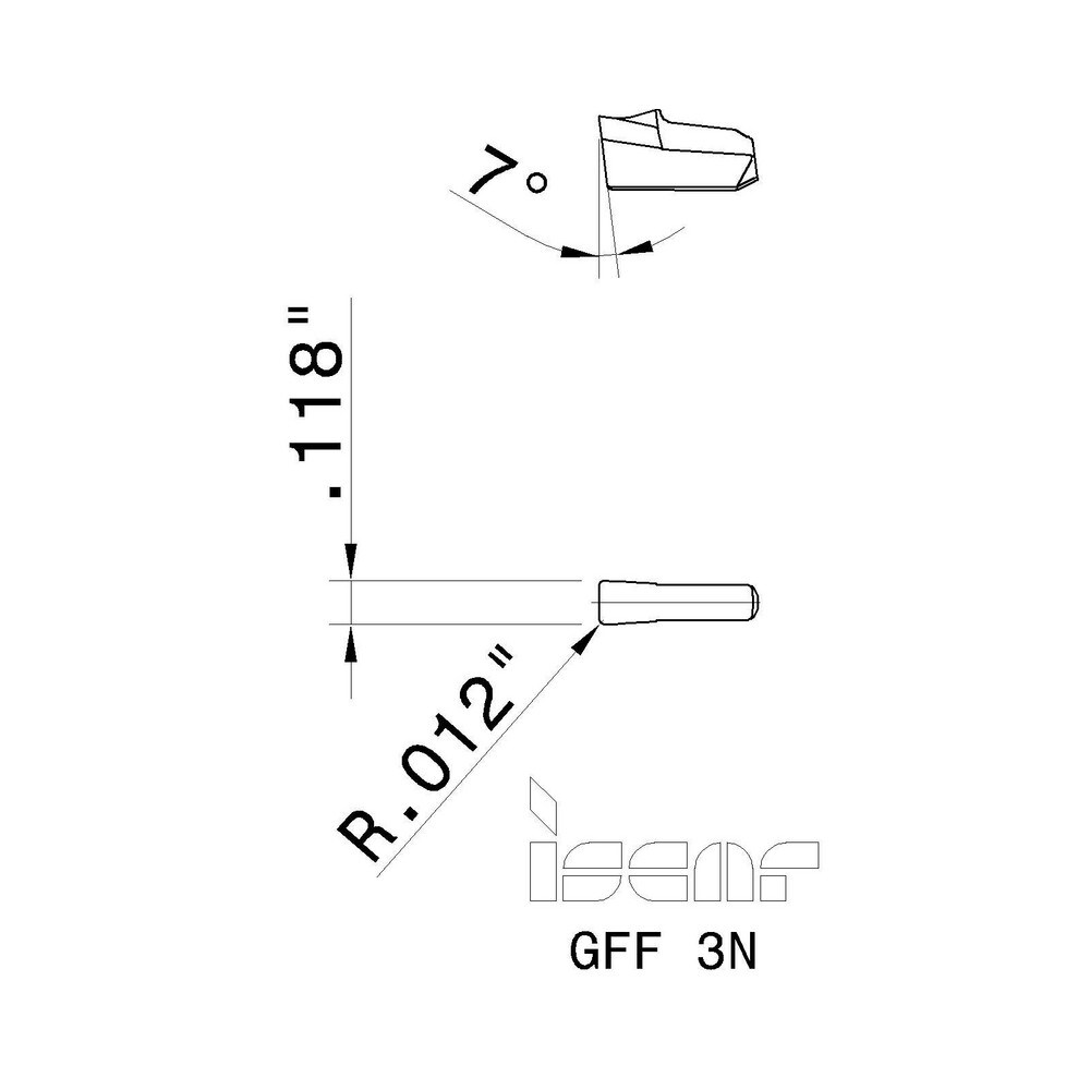 Iscar - Grooving Insert: GFF3 IC354, Solid Carbide - 52710142