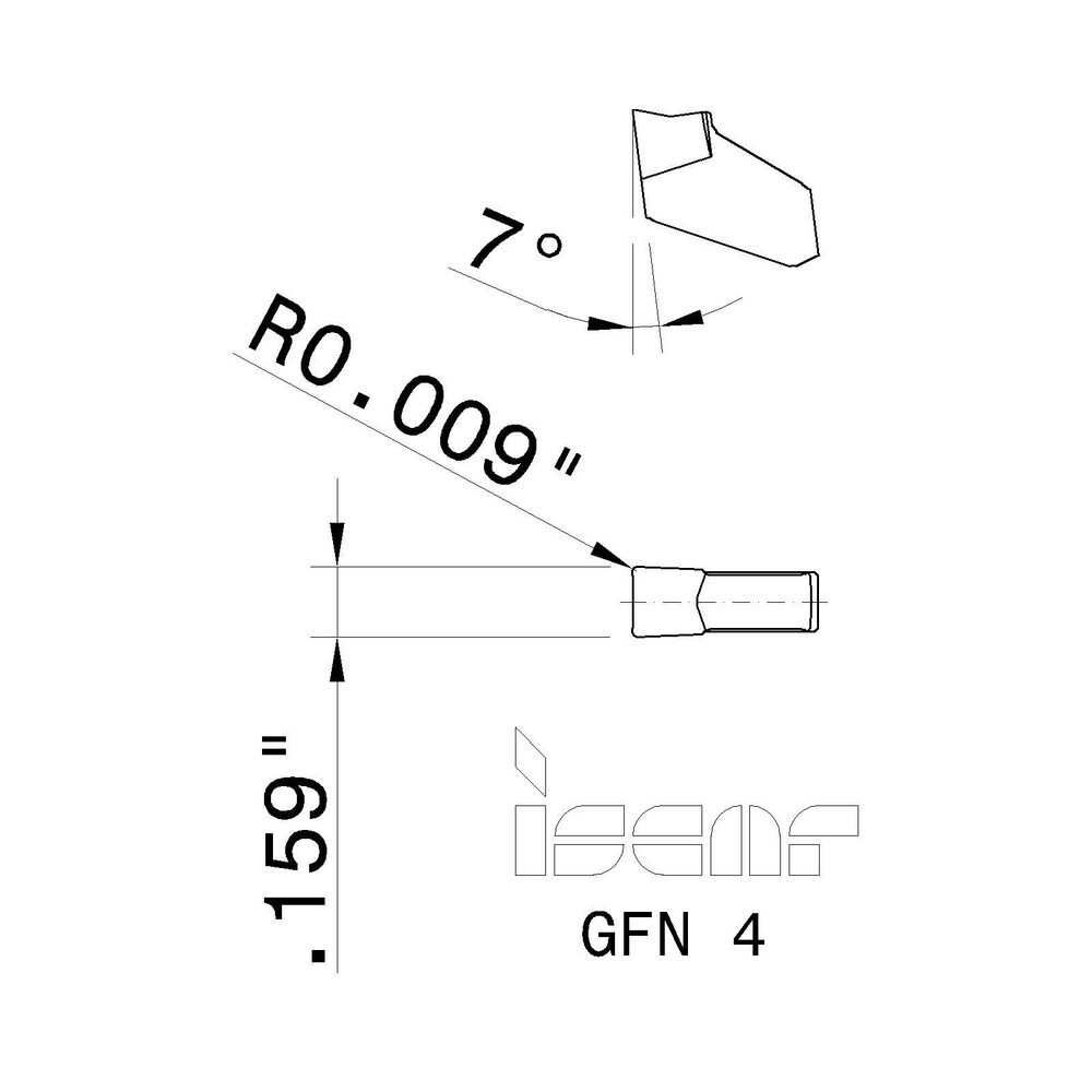 Iscar - Cutoff Insert: GFN 4 IC-328, Carbide, 4.05 mm Cutting