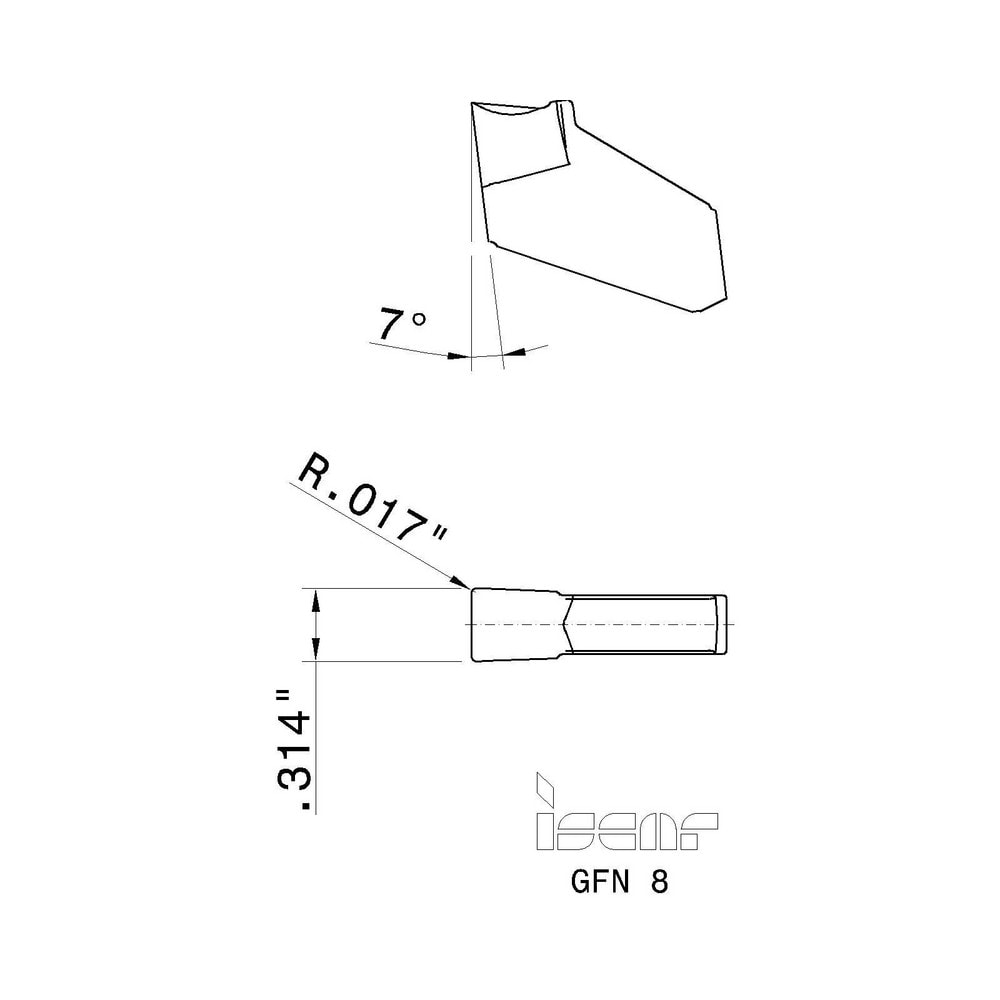 Iscar - Cutoff Insert: GFN 8IC-354, Carbide, 7.98 mm Cutting Width