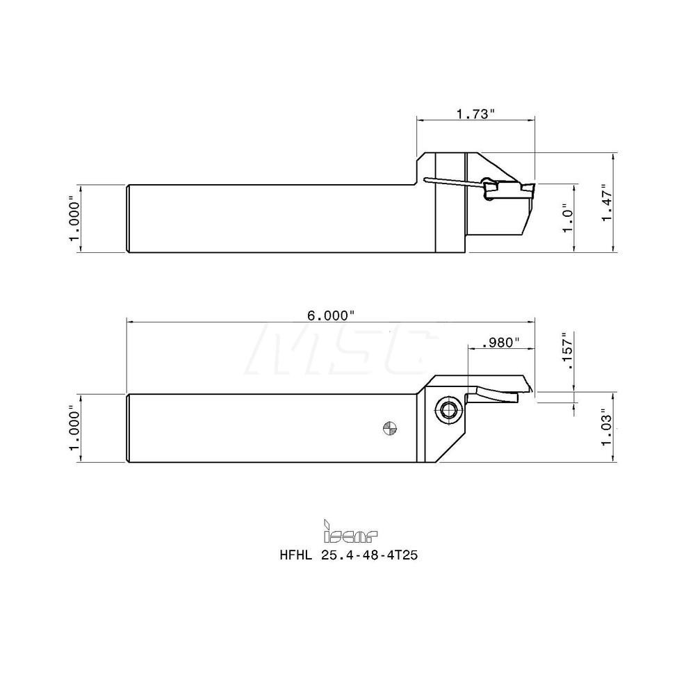 Iscar 0.98" Max Depth, 0.157" to 0.157" Width, External Left Hand
