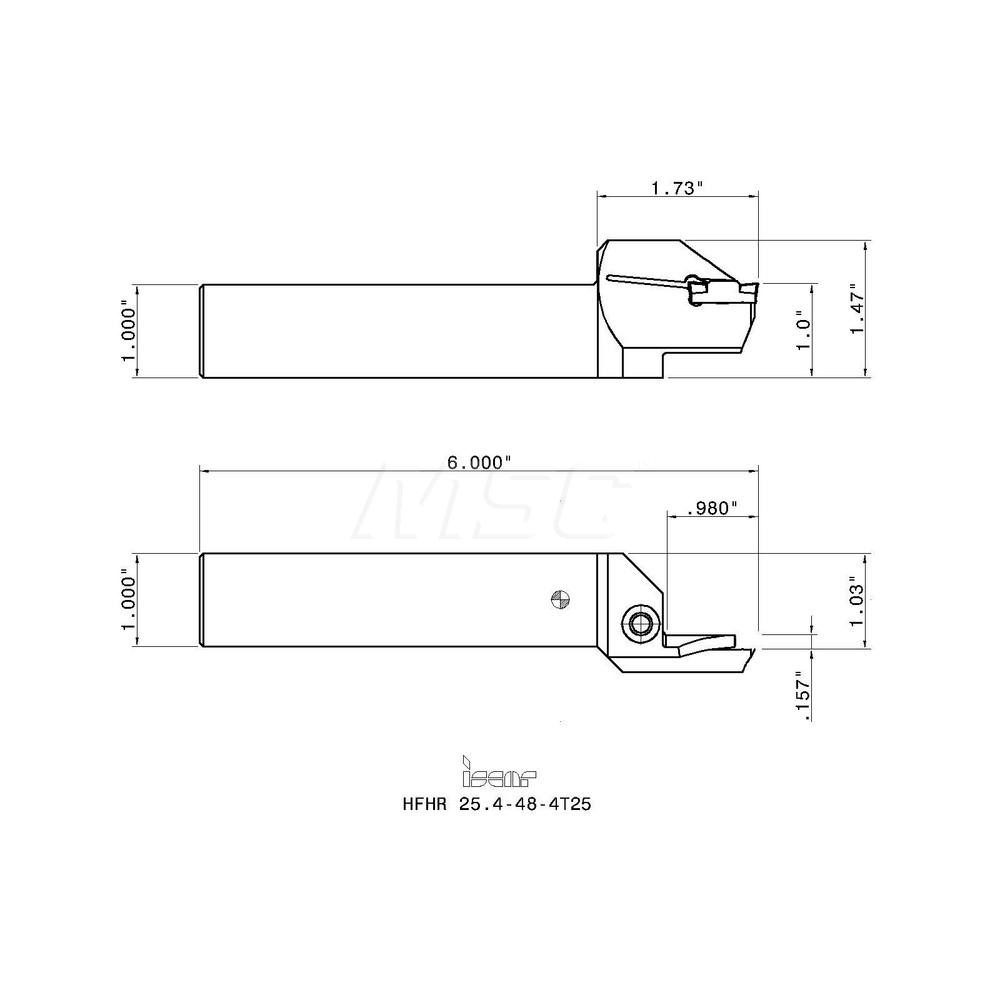 Iscar 0.98" Max Depth, 0.157" to 0.157" Width, External Right Hand