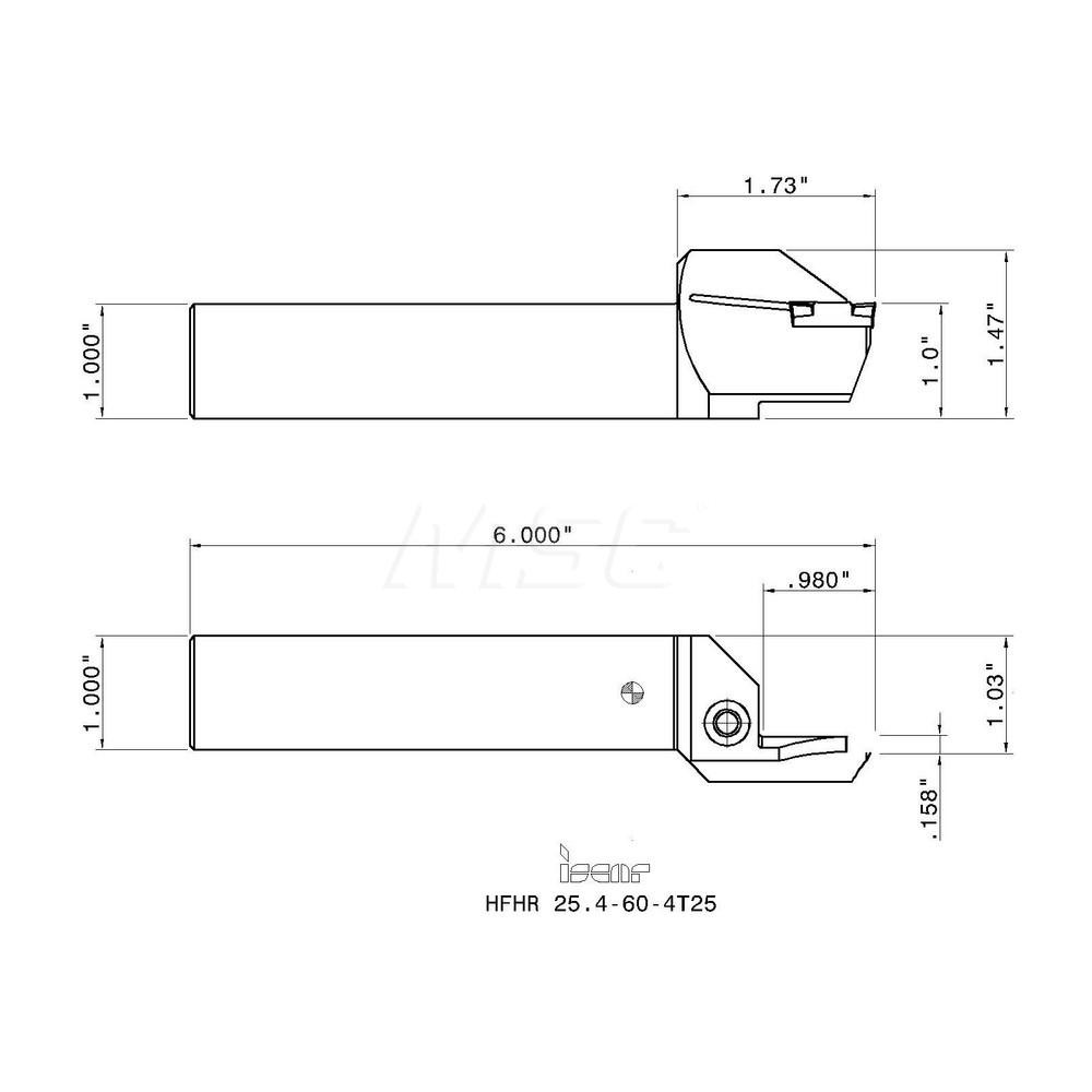 Iscar Indexable Grooving Toolholder HFHR 25.4604T25, External