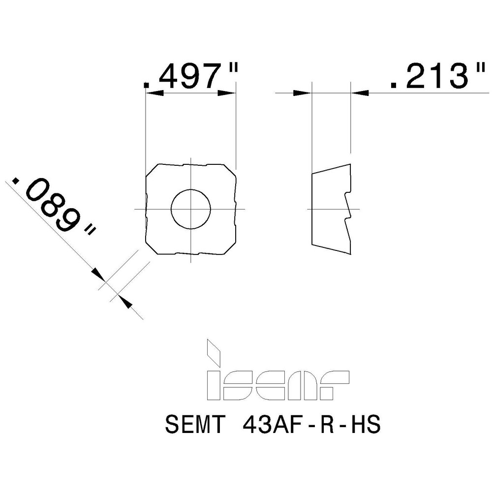 Iscar Milling Insert SEMT 1204AFRHS IC328, Solid Carbide MSC Direct