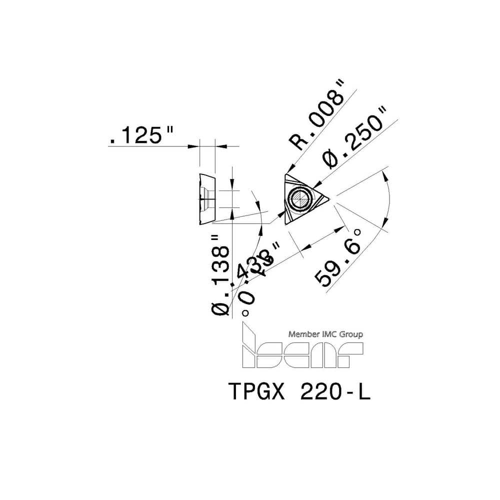 ISCAR Iscar TPGX 220L IC-20N Cermet Boring Insert 1 Piece 5504409 